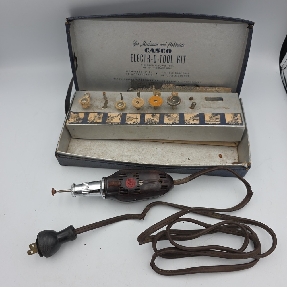 Vintage, CASCO ELECTR-O-TOOL Kit with Accessories Electric Power, Dremel, READ